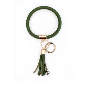 Green Leather Tassel Key Holder
